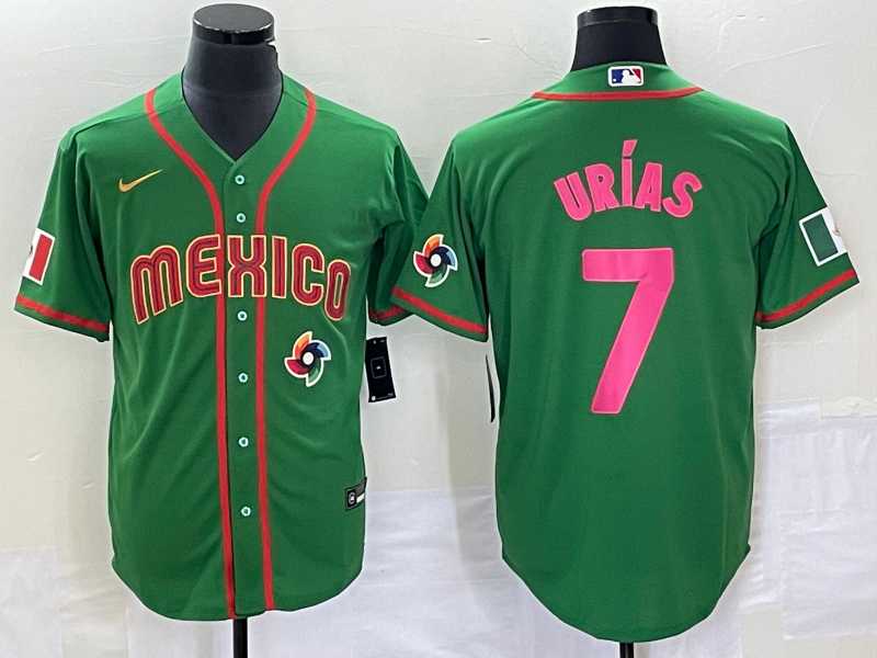 Men%27s Mexico Baseball #7 Julio Urias 2023 Green World Classic Stitched Jersey2->2023 world baseball classic->MLB Jersey